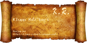 Klupp Róbert névjegykártya